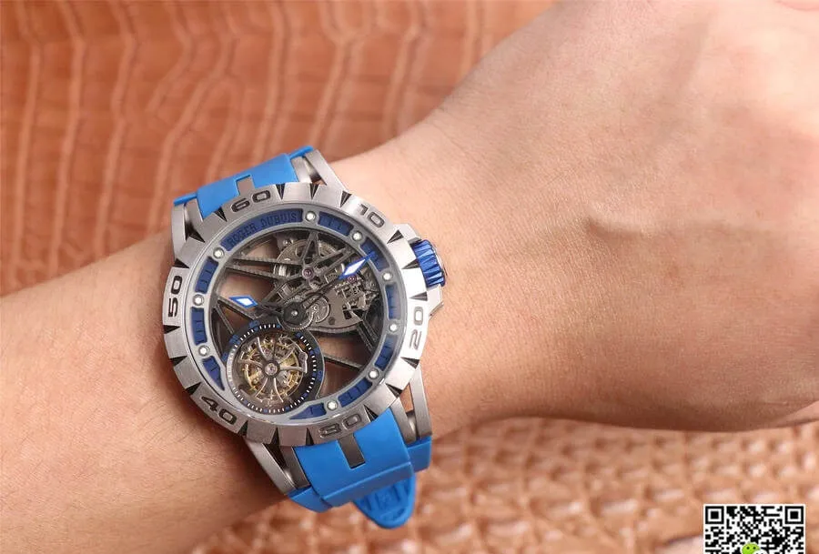 Roger Dubuis Excalibur Spidr RDDBEX0479 JB Factory 1:1 Best Edition Replica Watch Blue Strap