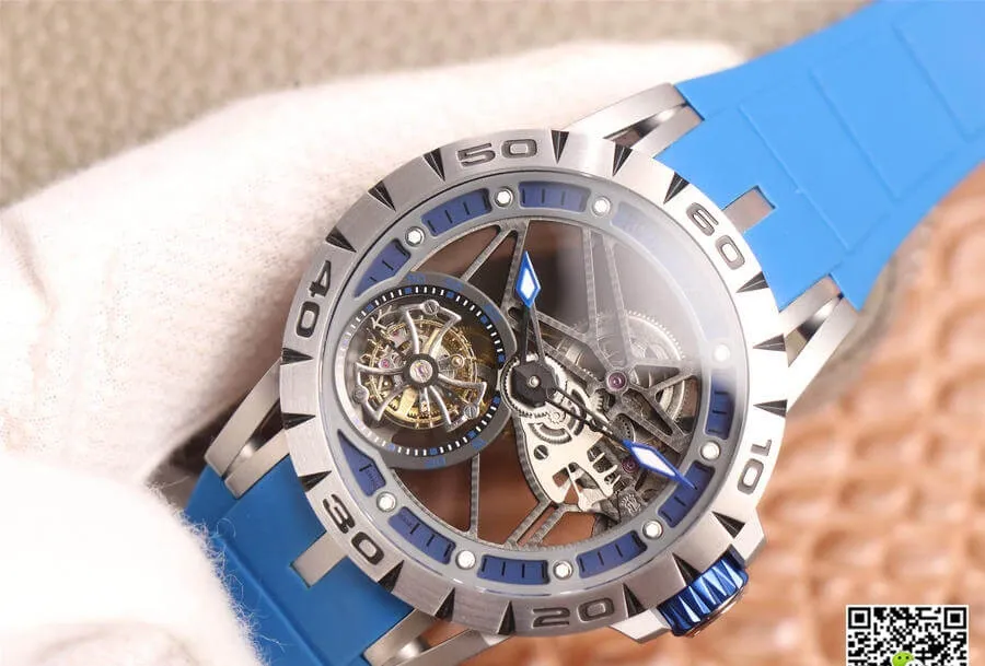 Roger Dubuis Excalibur Spidr RDDBEX0479 JB Factory 1:1 Best Edition Replica Watch Blue Strap