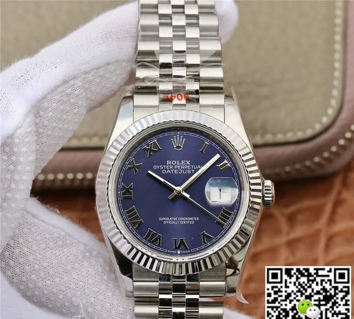 Rolex Datejust 36MM GM Factory 1:1 Best Edition Replica Watch Blue Dial Stainless Steel Strap