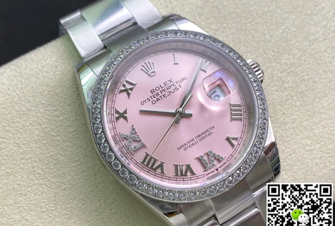 Rolex Datejust M126284RBR-0024 EW Factory 1:1 Best Edition Replica Watch Silver Diamond Bezel