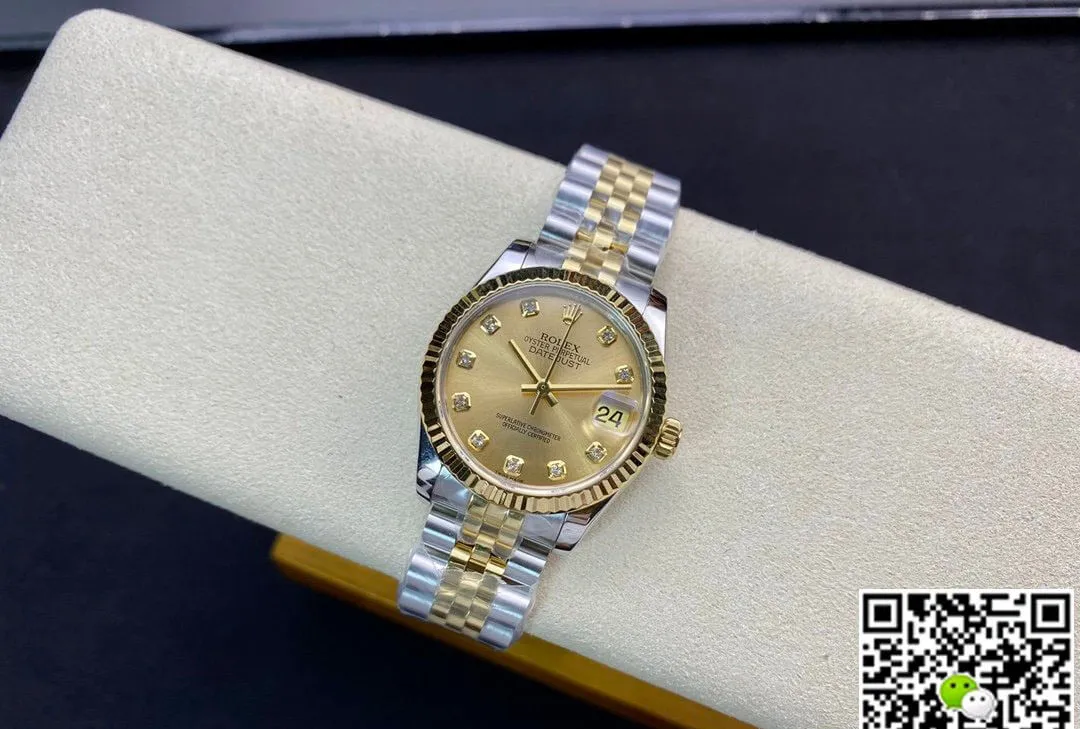 Rolex Datejust M278273-0026 31MM EW Factory 1:1 Best Edition Replica Watch Gold Diamond Bezel