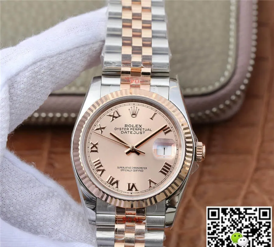 Rolex Datejust 116231 36MM GM Factory 1:1 Best Edition Replica Watch Pink Stainless Steel Dial