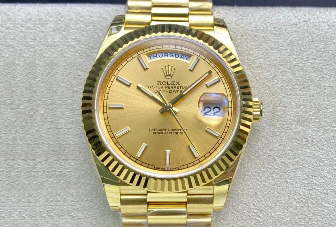 Rolex Day-Date M228238-0003 EW Factory 1:1 Best Edition Replica Watch Swiss ETA3255 Gold Dial