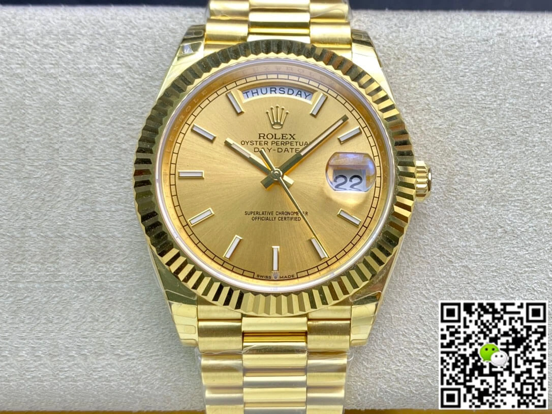 Rolex Day-Date M228238-0003 EW Factory 1:1 Best Edition Replica Watch Swiss ETA3255 Gold Dial