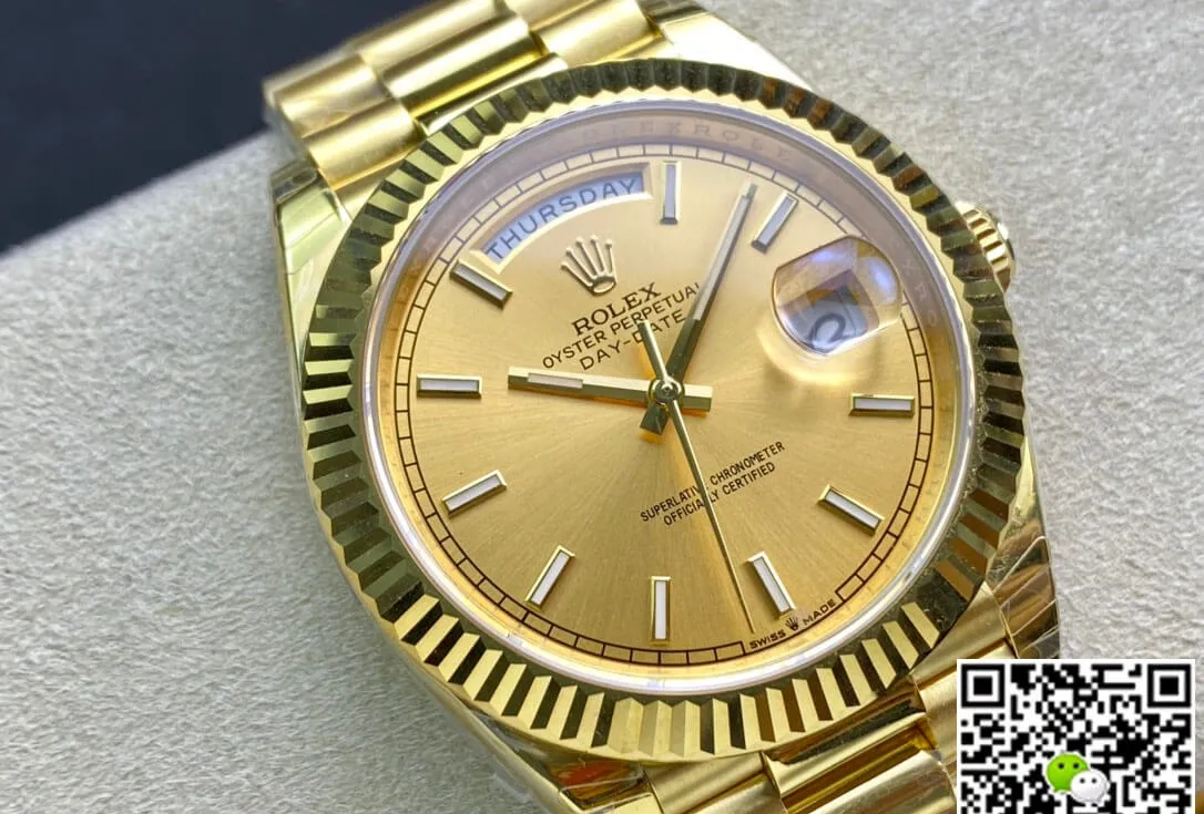 Rolex Day-Date M228238-0003 EW Factory 1:1 Best Edition Replica Watch Swiss ETA3255 Gold Dial
