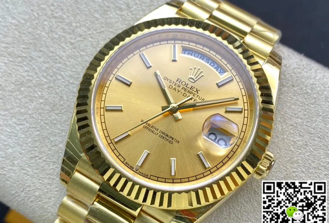 Rolex Day-Date M228238-0003 EW Factory 1:1 Best Edition Replica Watch Swiss ETA3255 Gold Dial