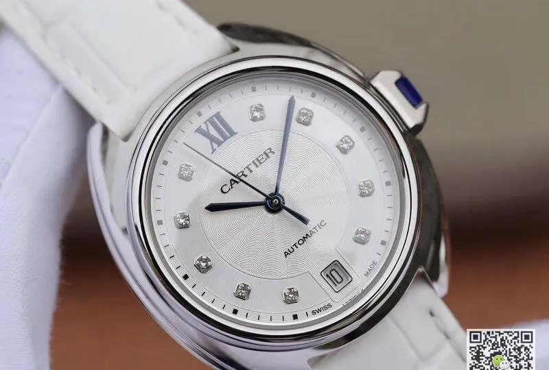 Cle De Cartier Automatic 35mm Ladies WJCL0032 1:1 Best Edition Replica Watch Swiss ETA1847 White Strap
