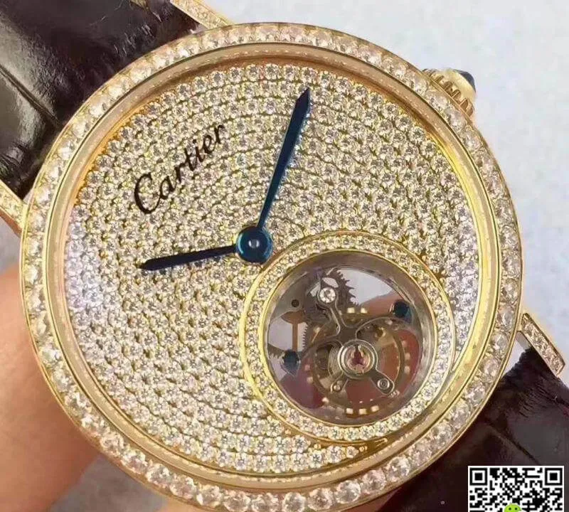 Cartier Rotonde HPI00588 Tourbillon 1:1 Best Edition Swiss Tourbillon Yellow Diamond