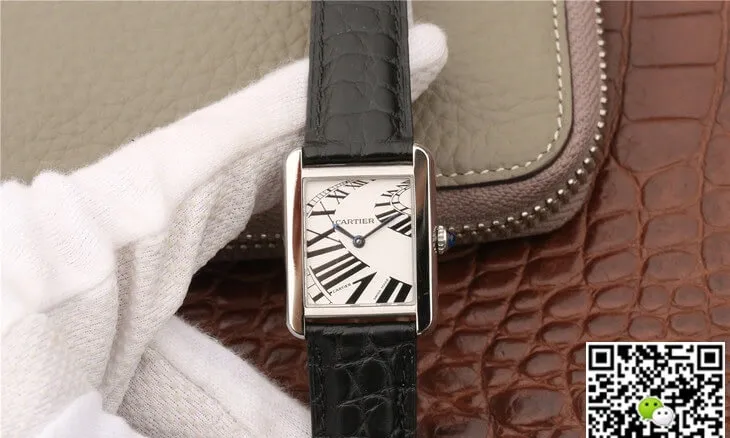 Cartier Tank W5200018 K11 Factory 1:1 Best Edition Replica Watch Black Leather Strap