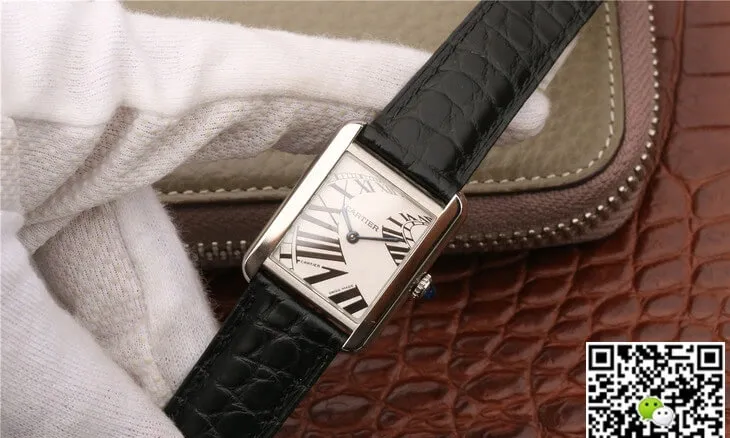 Cartier Tank W5200018 K11 Factory 1:1 Best Edition Replica Watch Black Leather Strap