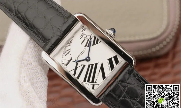 Cartier Tank W5200018 K11 Factory 1:1 Best Edition Replica Watch Black Leather Strap