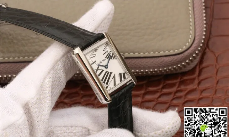 Cartier Tank W5200018 K11 Factory 1:1 Best Edition Replica Watch Black Leather Strap