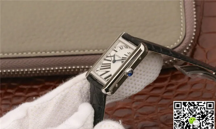Cartier Tank W5200018 K11 Factory 1:1 Best Edition Replica Watch Black Leather Strap