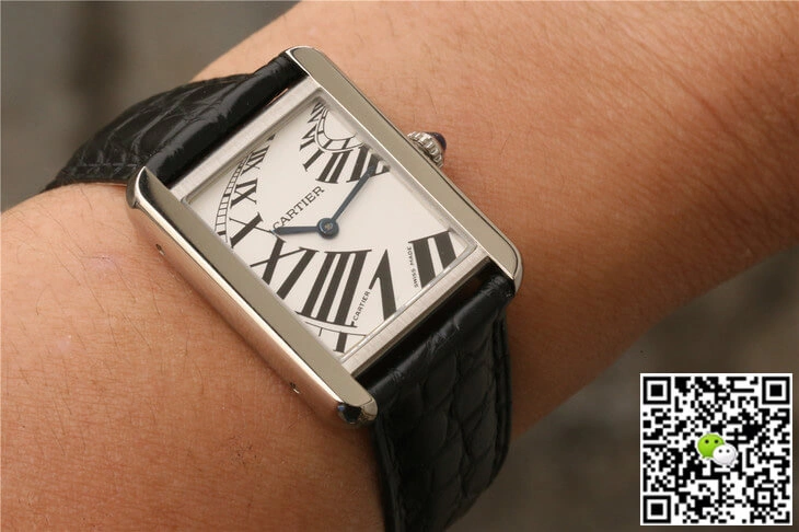 Cartier Tank W5200018 K11 Factory 1:1 Best Edition Replica Watch Black Leather Strap