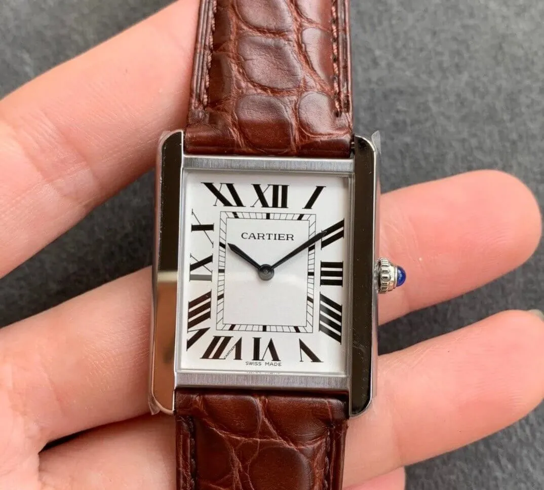 Cartier Tank WSTA0028 K11 Factory 1:1 Best Edition Replica Watch Brown Leather Strap