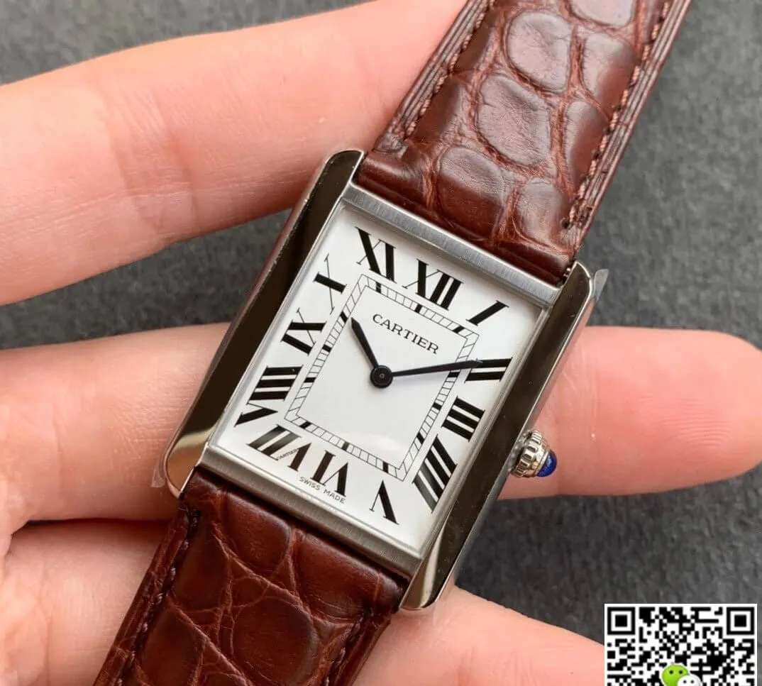Cartier Tank WSTA0028 K11 Factory 1:1 Best Edition Replica Watch Brown Leather Strap