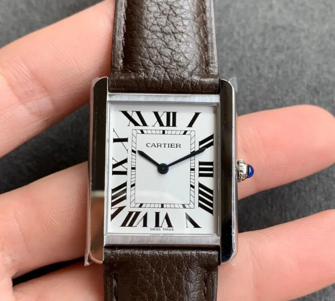 Cartier Tank WSTA0030 K11 Factory 1:1 Best Edition Replica Watch Black Leather Strap
