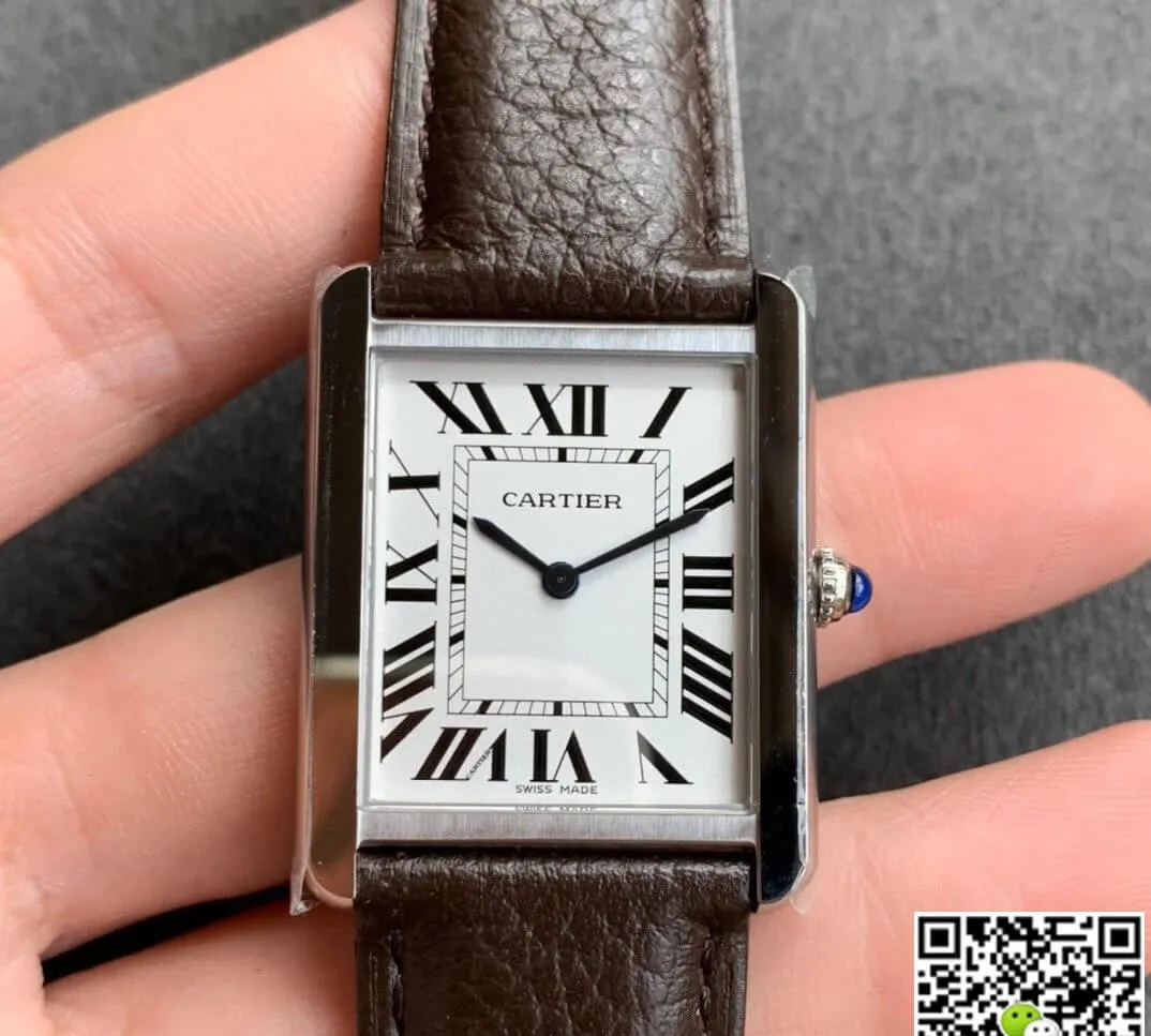 Cartier Tank WSTA0030 K11 Factory 1:1 Best Edition Replica Watch Black Leather Strap
