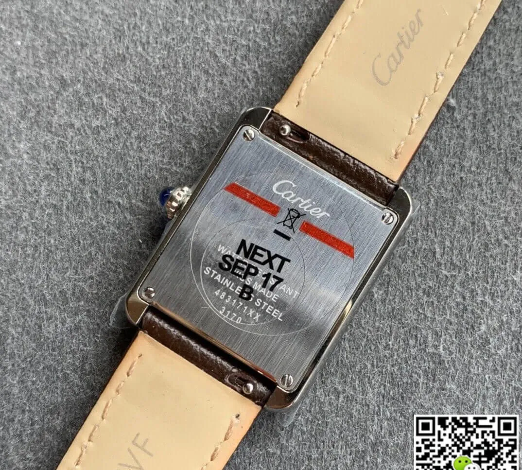 Cartier Tank WSTA0030 K11 Factory 1:1 Best Edition Replica Watch Black Leather Strap
