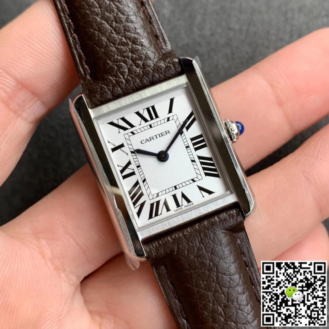Cartier Tank WSTA0030 K11 Factory 1:1 Best Edition Replica Watch Black Leather Strap
