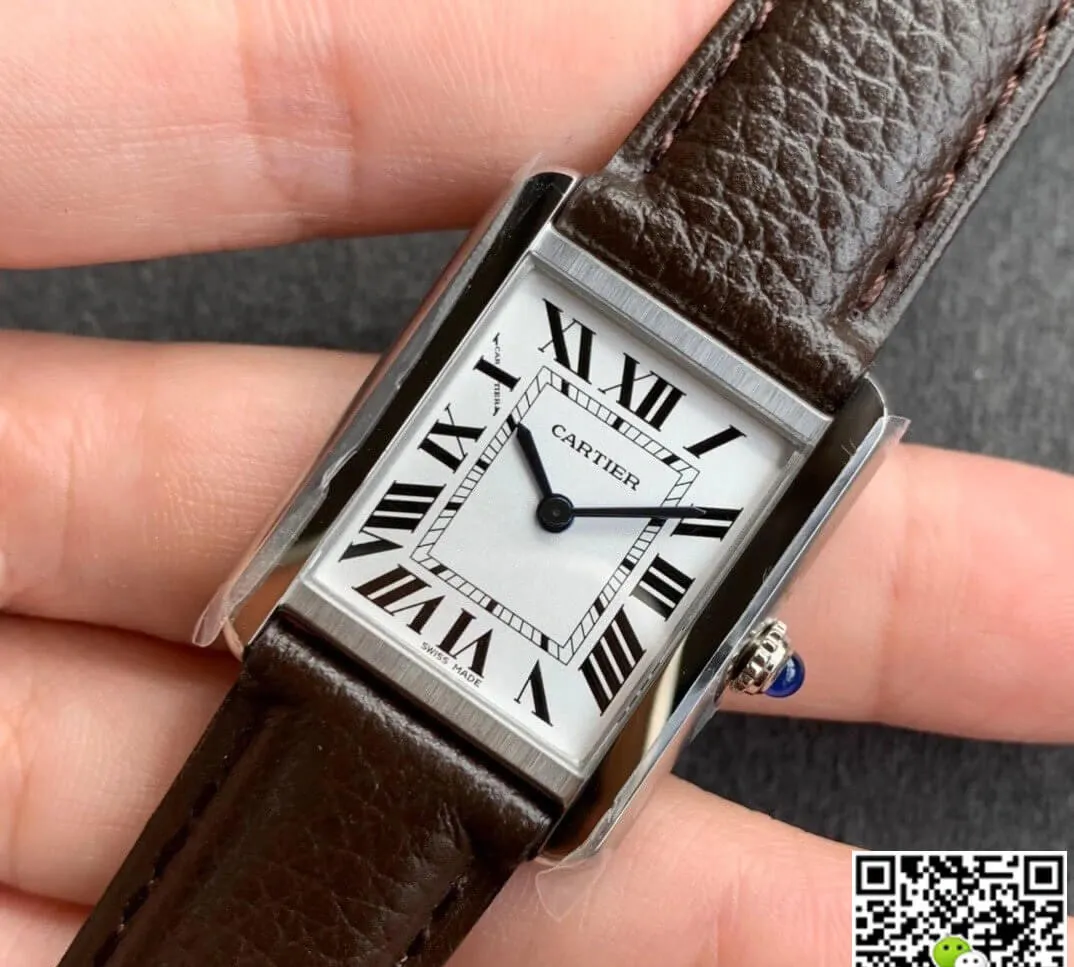 Cartier Tank WSTA0030 K11 Factory 1:1 Best Edition Replica Watch Black Leather Strap