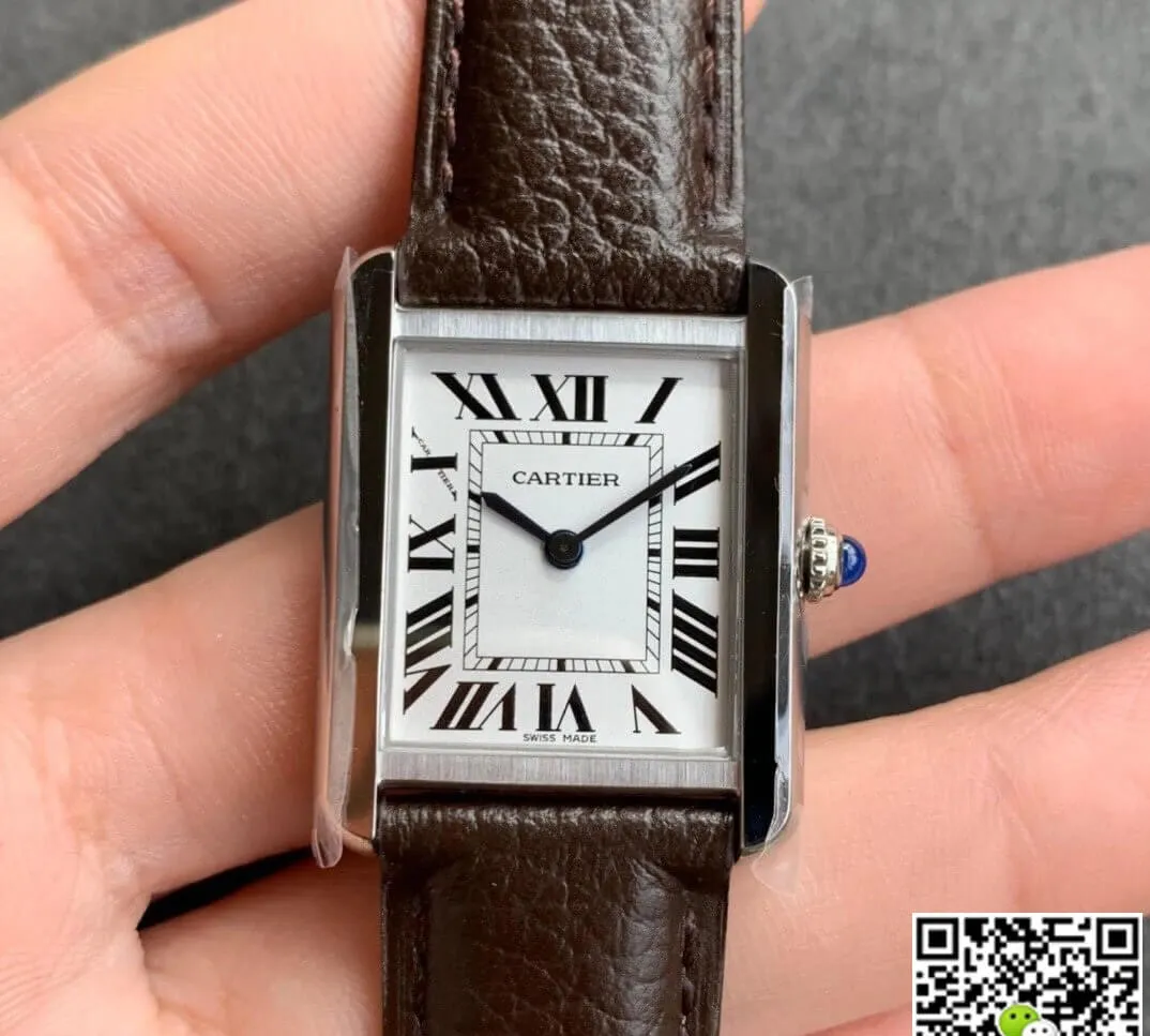 Cartier Tank WSTA0030 K11 Factory 1:1 Best Edition Replica Watch Black Leather Strap