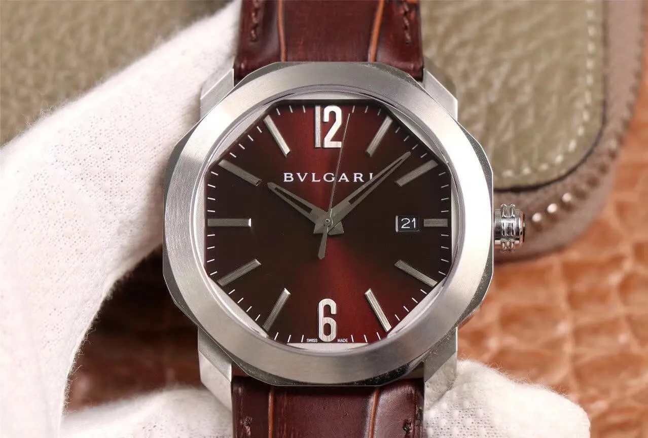 Bvlgari Octo 102705 BV Factory 1:1 Best Edition Replica Watch Reddish Brown Dial Swiss 9015