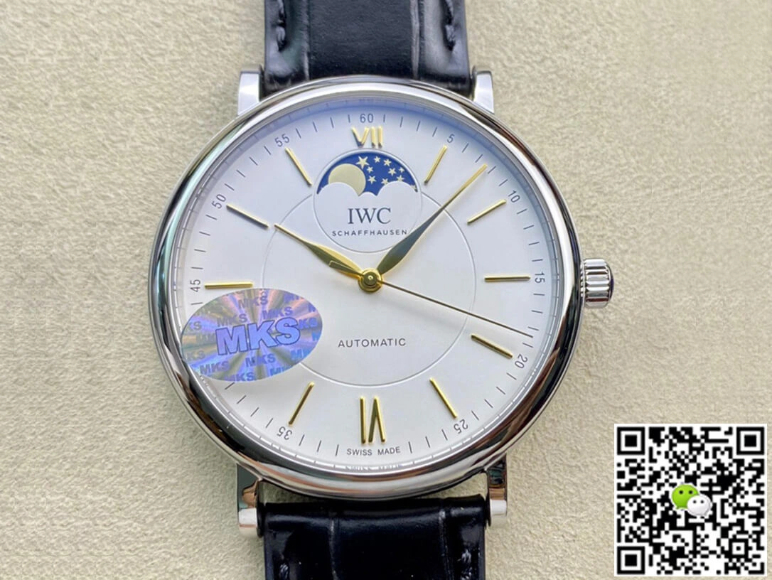 IWC Portofino Moon Phase IW459401 MKS Factory 1:1 Best Edition Replica Watch Black Strap