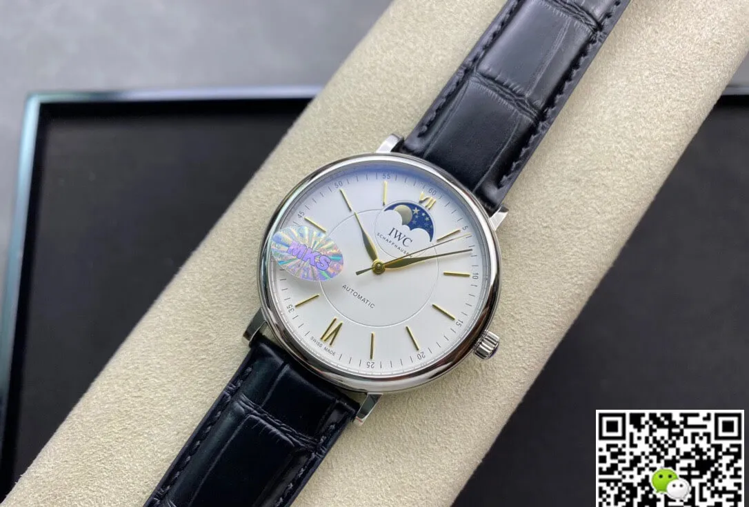IWC Portofino Moon Phase IW459401 MKS Factory 1:1 Best Edition Replica Watch Black Strap