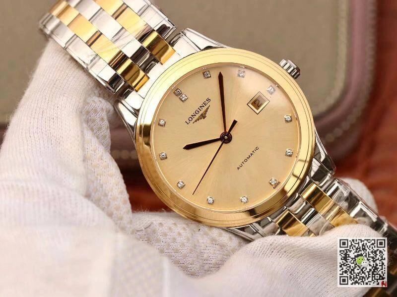 Longines Flagship L4.874.3.37.7 YC Factory Mechanical Watches 1:1 Best Edition Replica Watch Swiss ETAL619 888 Gold Dial