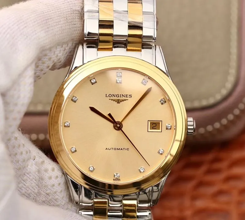 Longines Flagship L4.874.3.37.7 YC Factory Mechanical Watches 1:1 Best Edition Replica Watch Swiss ETAL619 888 Gold Dial