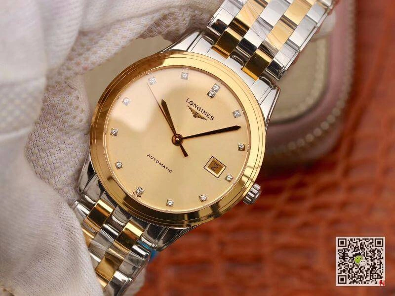Longines Flagship L4.874.3.37.7 YC Factory Mechanical Watches 1:1 Best Edition Replica Watch Swiss ETAL619 888 Gold Dial