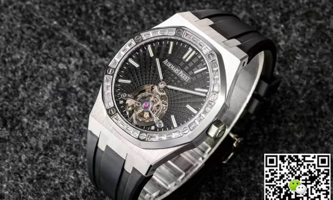 Audemars Piguet Royal Oak Tourbillon R8 Factory 1:1 Best Edition Replica Watch V3 Black Strap