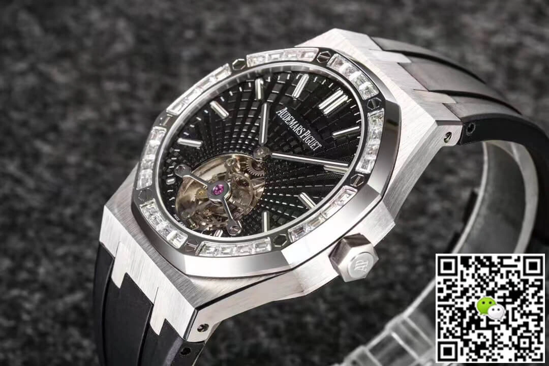 Audemars Piguet Royal Oak Tourbillon R8 Factory 1:1 Best Edition Replica Watch V3 Black Strap