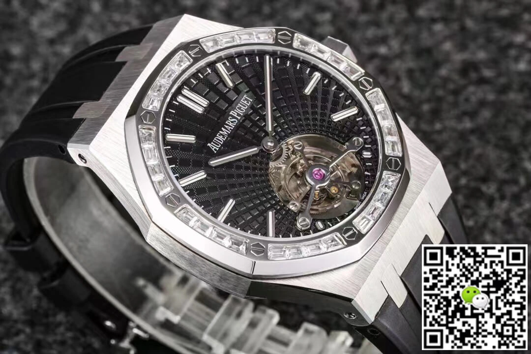 Audemars Piguet Royal Oak Tourbillon R8 Factory 1:1 Best Edition Replica Watch V3 Black Strap