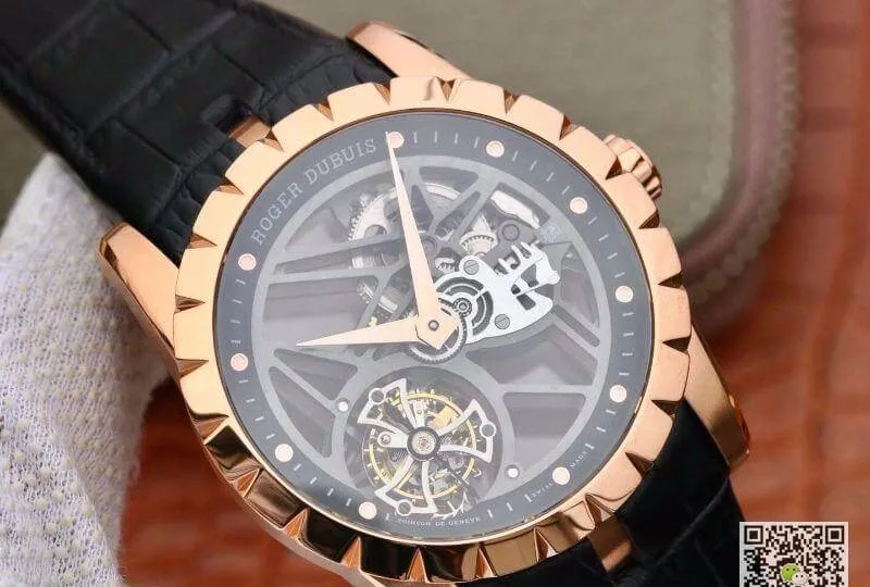 Roger Dubuis Excalibur RDDBEX0392 1:1 Best Edition Replica Watch Swiss Tourbillon Black Leather Strap