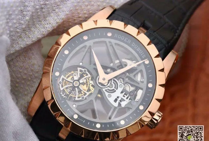 Roger Dubuis Excalibur RDDBEX0392 1:1 Best Edition Replica Watch Swiss Tourbillon Black Leather Strap