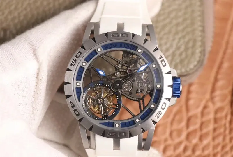 Roger Dubuis Excalibur RDDBEX0622 Tourbillon JB Factory 1:1 Best Edition Replica Watch Blue Hollow Dial Swiss RD505SQ