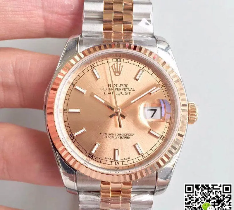 Rolex Datejust 116234 AR Factory 1:1 Best Edition Replica Watch Swiss ETA3135 Rose Gold Dial