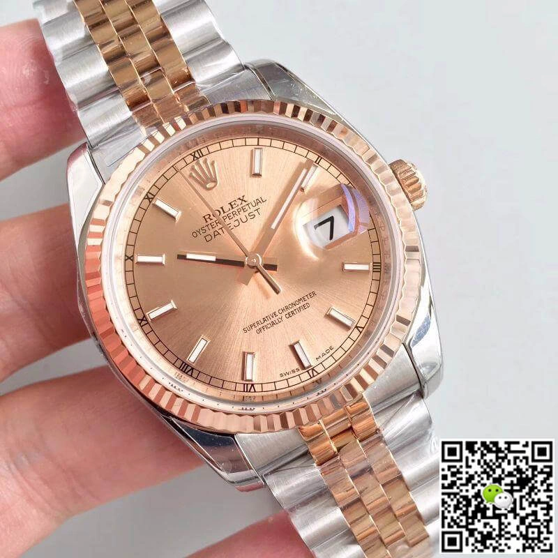 Rolex Datejust 116234 AR Factory 1:1 Best Edition Replica Watch Swiss ETA3135 Rose Gold Dial