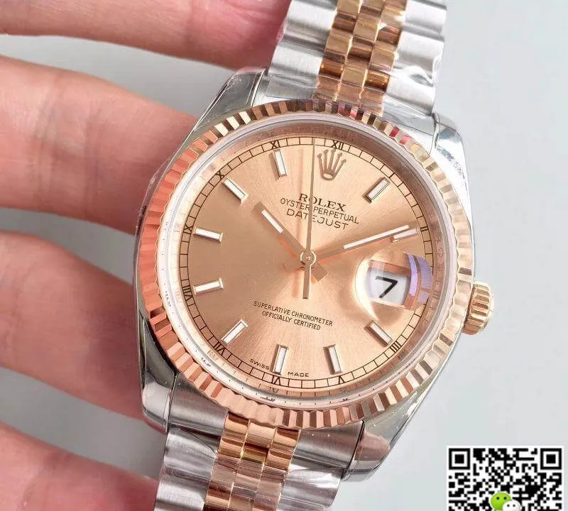 Rolex Datejust 116234 AR Factory 1:1 Best Edition Replica Watch Swiss ETA3135 Rose Gold Dial