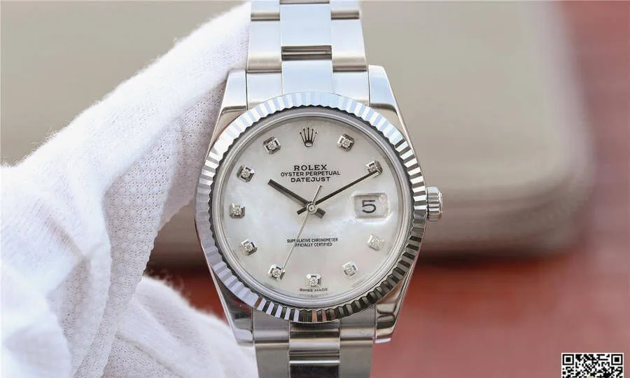 Rolex Datejust M126334-0019 EW Factory 1:1 Best Edition Replica Watch Diamond-Set White Dial