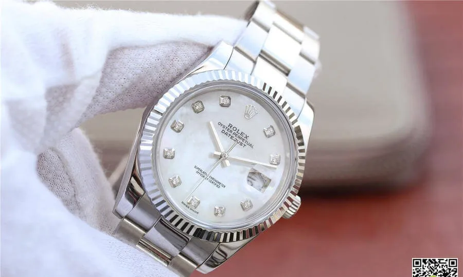 Rolex Datejust M126334-0019 EW Factory 1:1 Best Edition Replica Watch Diamond-Set White Dial