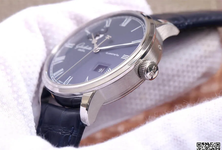 Glashutte Senator 1-36-04 V9 Factory 1:1 Best Edition Replica Watch Blue Leather Strap