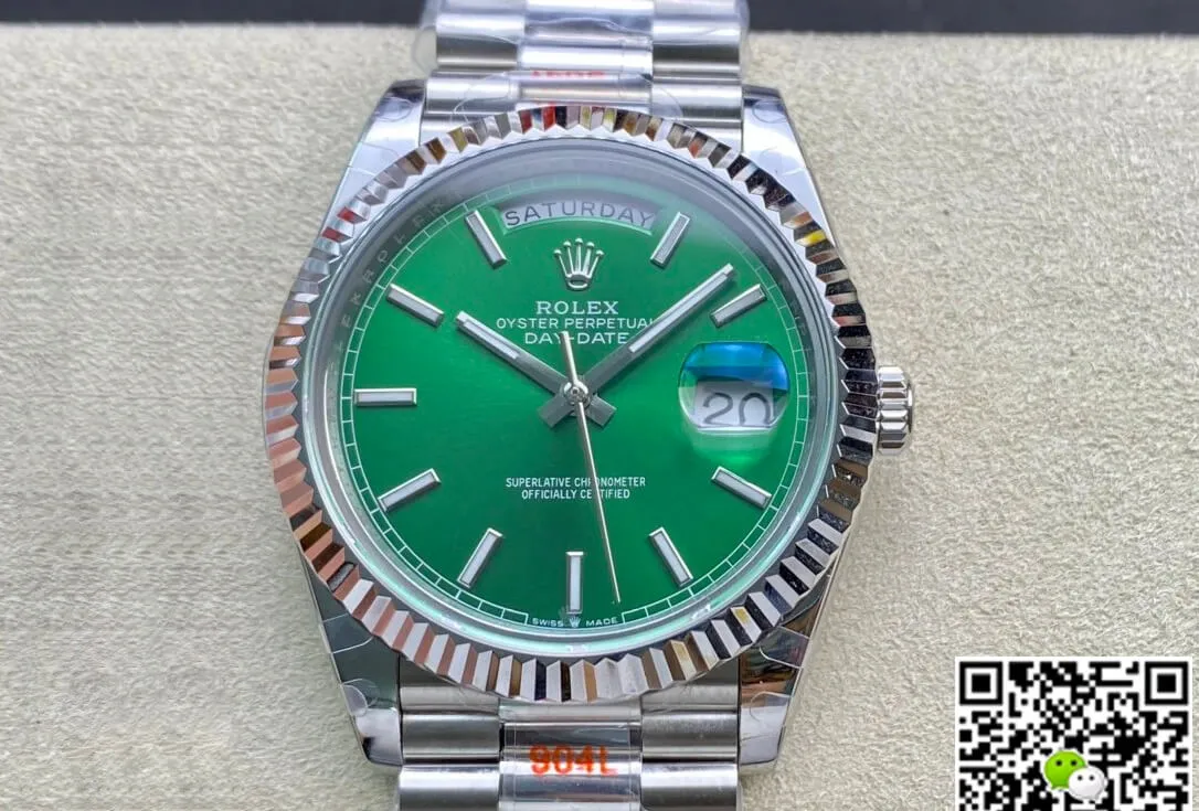 Rolex Day Date 40MM GM Factory 1:1 Best Edition Replica Watch Green Dial Silver Strap