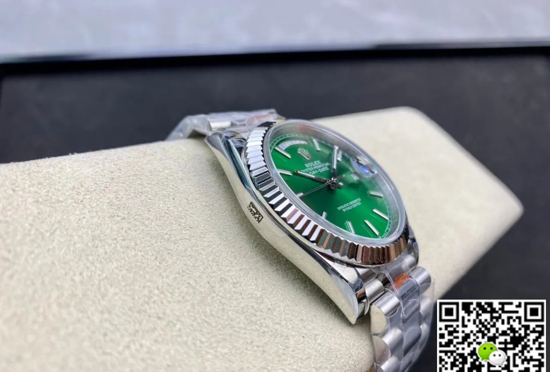Rolex Day Date 40MM GM Factory 1:1 Best Edition Replica Watch Green Dial Silver Strap