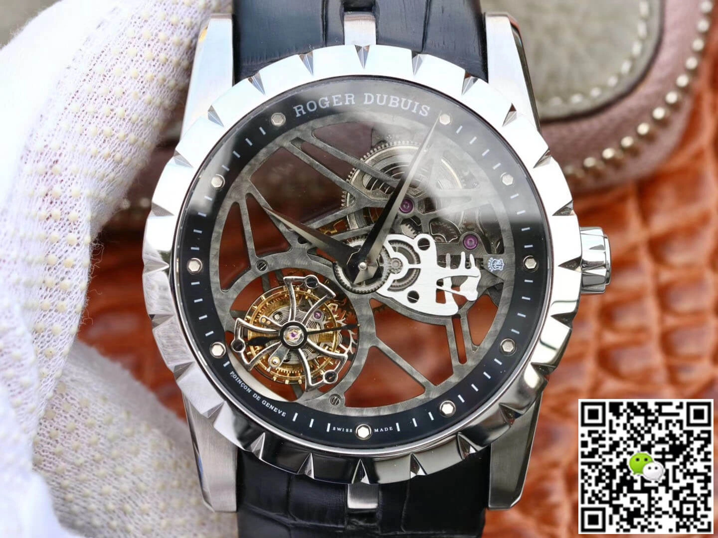 Roger Dubuis Excalibur RDDBEX0393 JB Factory 1:1 Best Edition Replica Watch Black Leather Strap