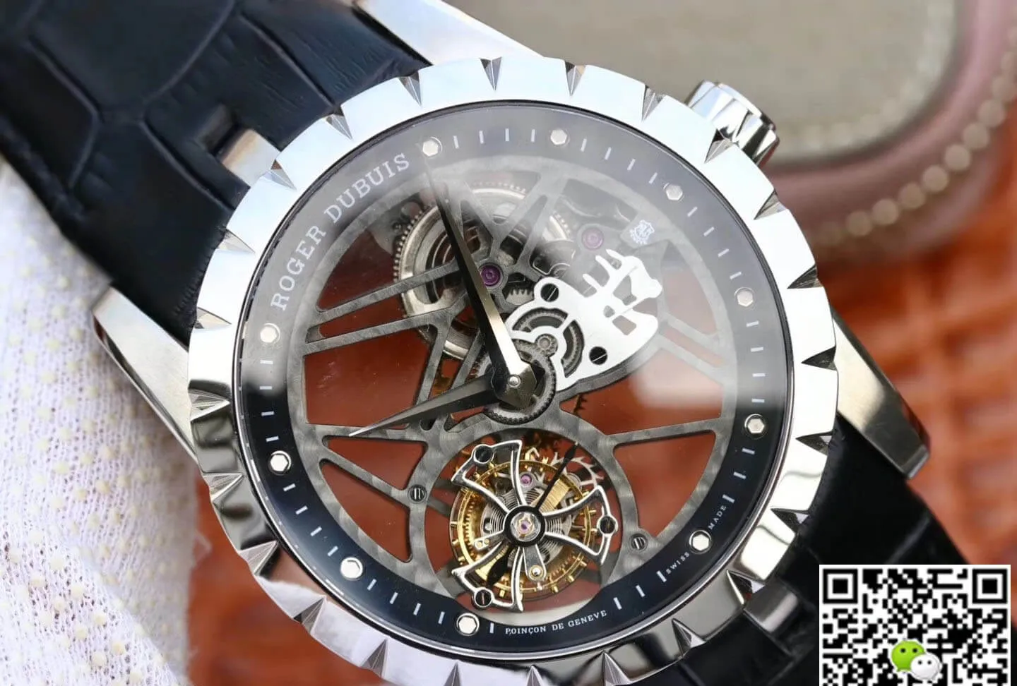 Roger Dubuis Excalibur RDDBEX0393 JB Factory 1:1 Best Edition Replica Watch Black Leather Strap