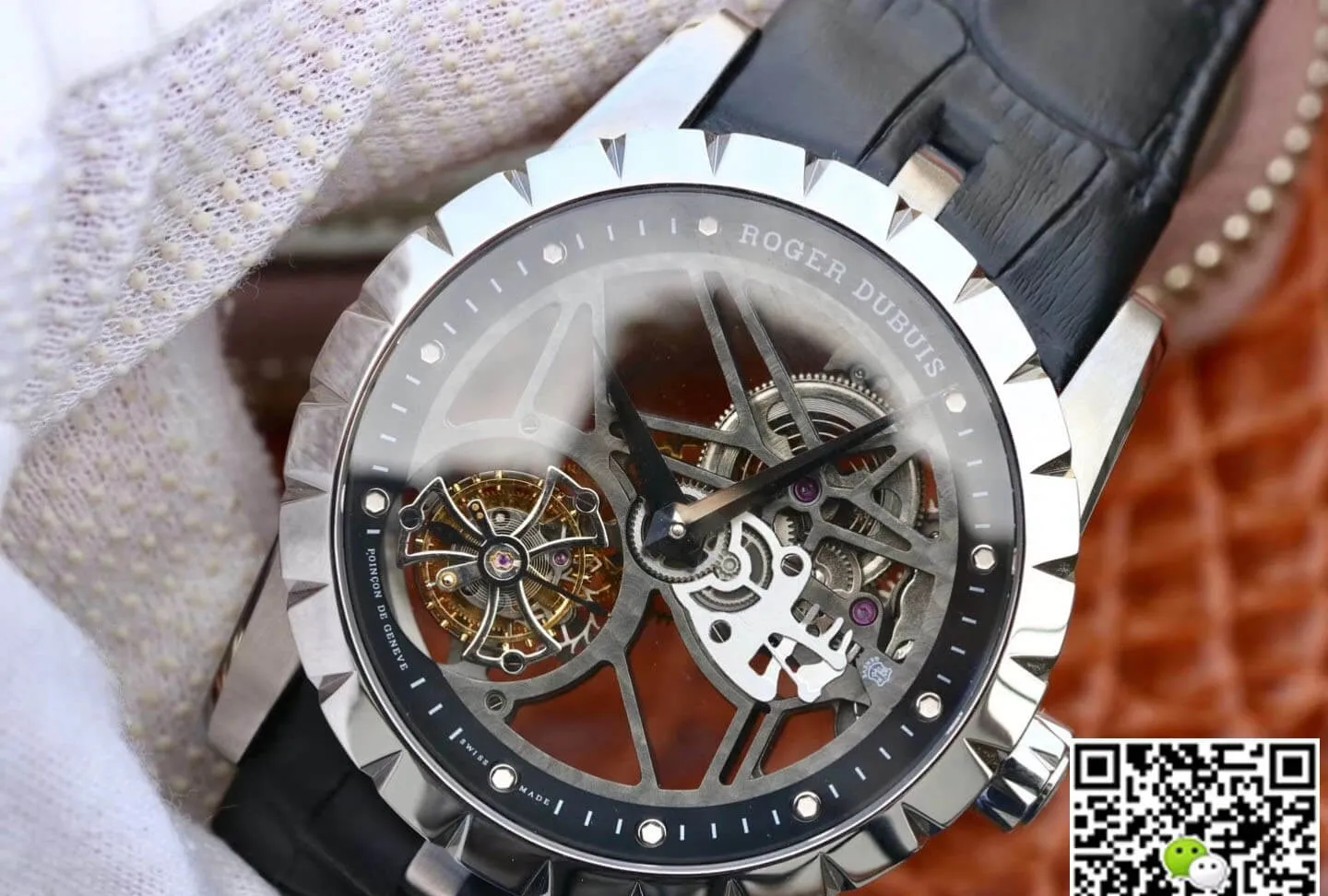 Roger Dubuis Excalibur RDDBEX0393 JB Factory 1:1 Best Edition Replica Watch Black Leather Strap