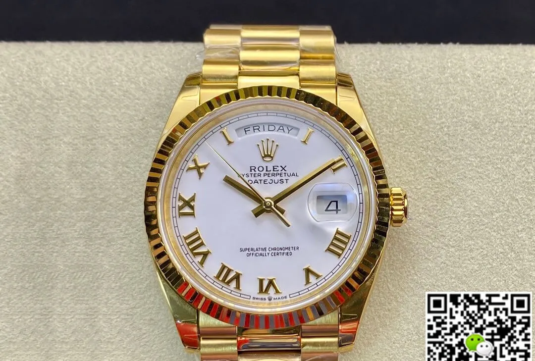 Rolex Day-Date M128238 EW Factory 1:1 Best Edition Replica Watch White Dial Swiss ETA3255